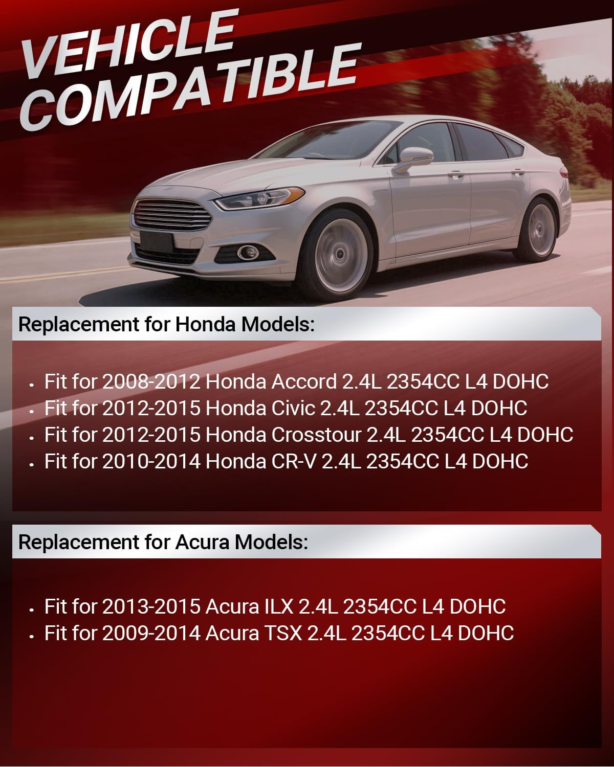 14510-R40-A01 Timing Chain Kit with Camshaft Adjuster (12pcs) fit for Acura ILX TSX, Honda Accord Civic Crosstour CR-V 2.4L 2354CC L4 Direct Timing Chain Replacement OE Number 14310-R44-A01