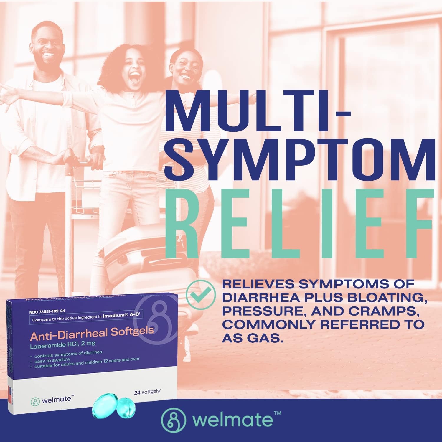 WELMATE AntiDiarrheal SoftGels Diarrhea Symptom Relief & Upset
