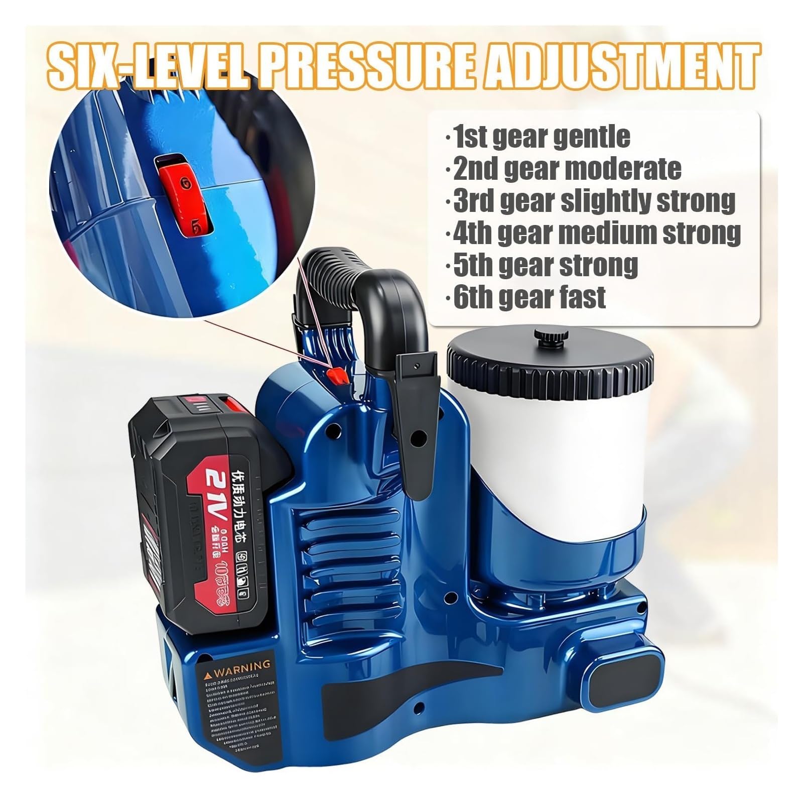 Spruzzatore di vernice airless portatile con pressione regolabile - Capacità 1,2 l, 2 batterie da 21 V, pressione 12,5 MPa, portata 2 l/min