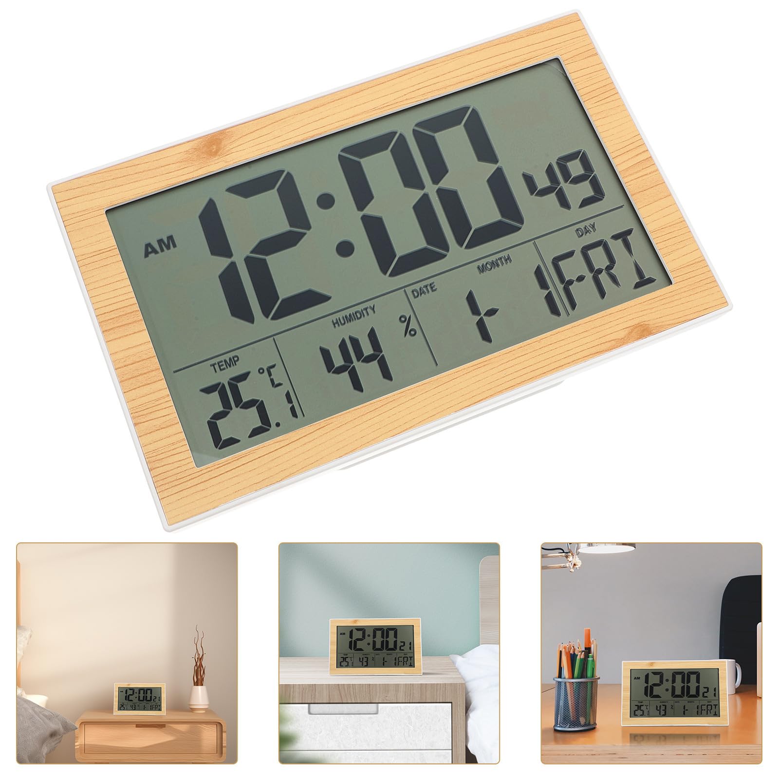INOOMP Reloj Despertador Digital de Sobremesa Pantalla Grande y Termómetro