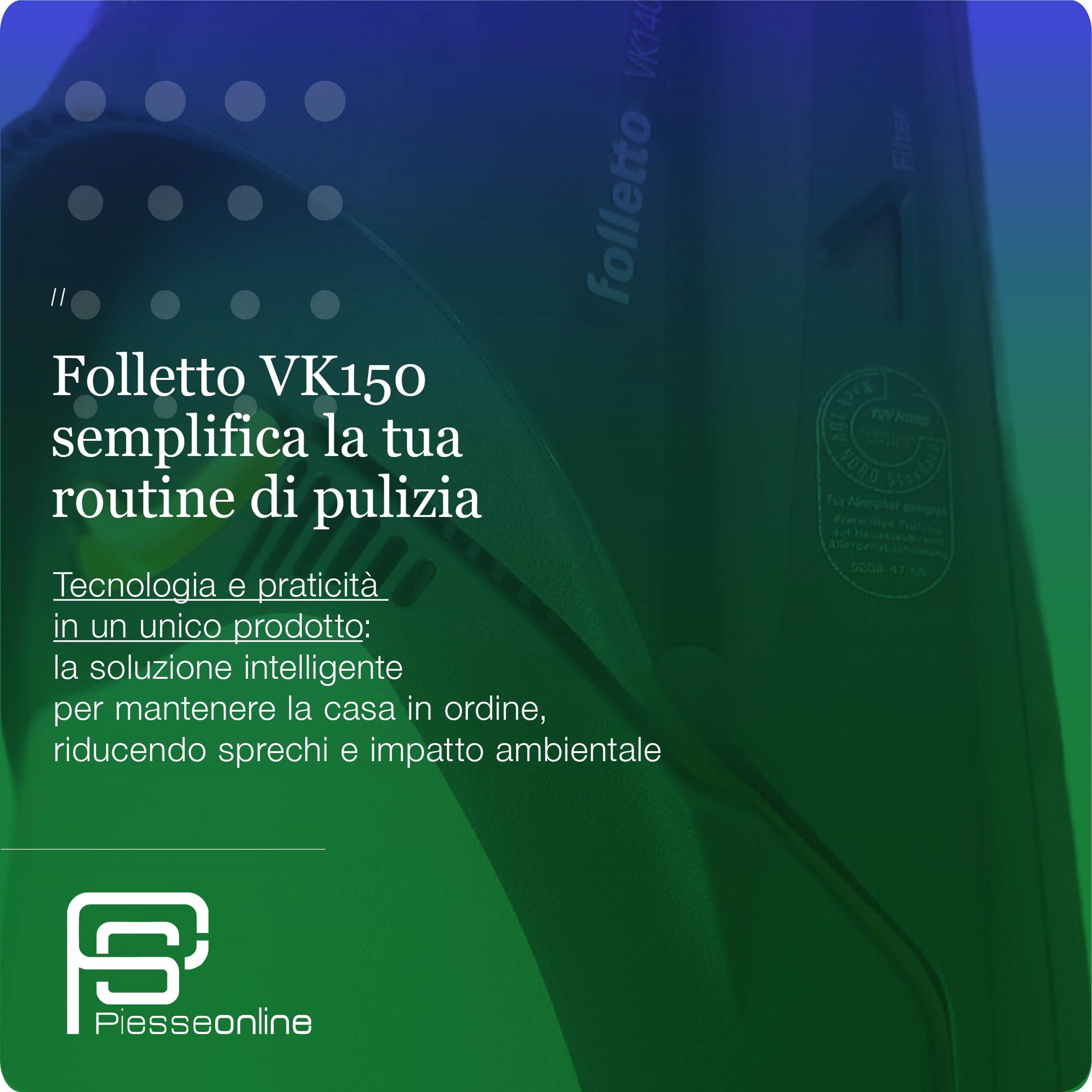 Aspirapolvere VK150 Folletto - 900W di Potenza con Spazzola HD50 Integrata - Filtri HEPA - Cavo Rinforzato di 7m - Pulizia Efficace su Ogni Superficie (Solo scopa elettrica)