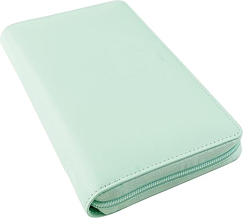 Miniatura 2 de Filofax Saffiano - Organizador de cremallera, tamaño compacto personal, menta neo, grano cruzado, aspecto de cuero, seis anillos, calendario semanal