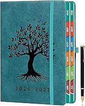 Academic Diary 2026-2027 Page a Day A5 (5.9" × 8.5"), Mid Year Daily Planner with Monthly View, Aug 2026 - July 2027, Hardcover, Colorful Tabs, Notes, Pen Set, Pocket - Teal