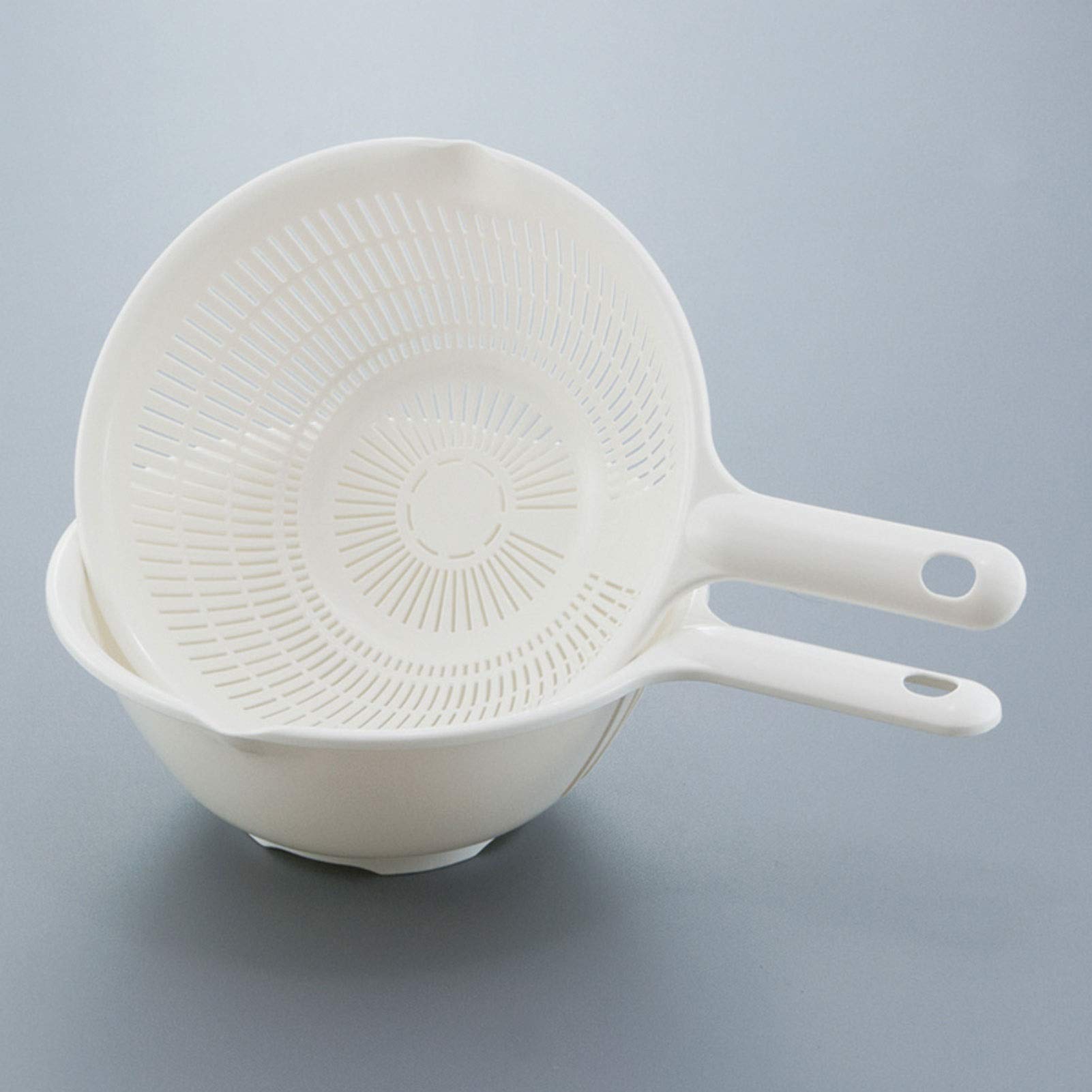 Colador Colador de plástico con asa de cocina Cesta de drenaje vegetal de doble capa 2pcs Conjunto de pasta de ensalada mezclada Frutas de lavado de pastas Cesta de almacenamiento de veggie Coladores