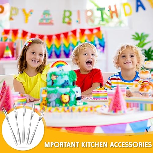 Miniatura 7 de Juego de tenedores de cóctel de acero inoxidable para aperitivos, tenedores de postre, mini tenedores para ensalada de frutas, pasteles, tenedores