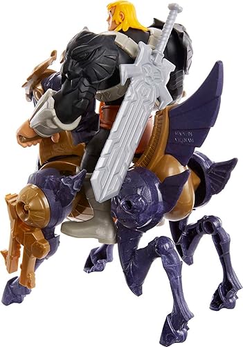 Miniatura 2 de Masters of the Universe Vehículo y figura de criatura, Stridor, Savage Eternia coleccionable de superhéroe y corcel, regalo de juguete