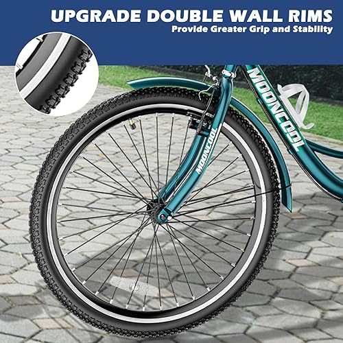 Miniatura 8 de Barbella Triciclos para adultos, 7 velocidades para adultos, bicicletas de 3 ruedas de 202426 pulgadas, bicicleta de crucero con cesta para personas