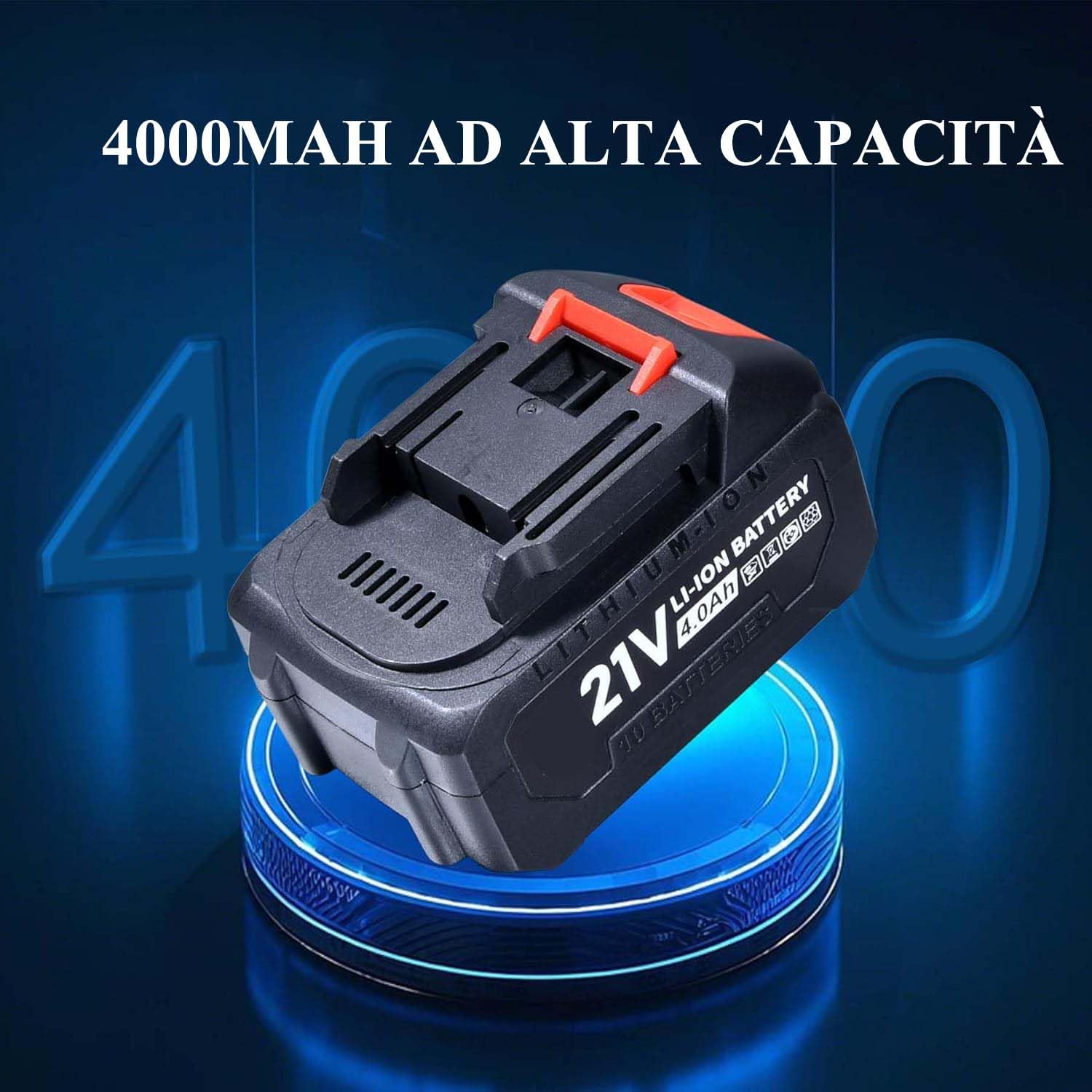 Soffiatore Turbo Senza Fili con 1 x 4000mAh Batteria, Soffiatore per Foglie Brushless 130.000 Giri/min, Mini Ventilatore a Getto Elettrico per Neve, Polvere, con Ugello Esteso