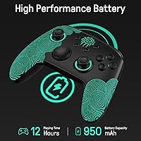 Vista 4 de FUNLAB Switch Pro - Controlador inalámbrico compatible con Nintendo SwitchOLEDLite, control remoto Bluetooth FF con 7 colores LED, paleta