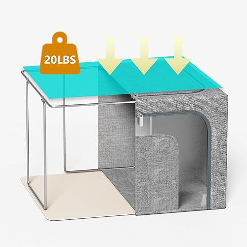 Miniatura 2 de Contenedores apilables de almacenamiento de ropa de 64 litros con marco de metal, 4 piezas apilables con doble apertura + diseño de ventana