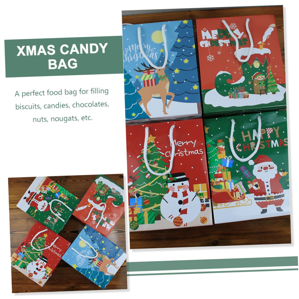 ULTECHNOVO 48stücke Weihnachtsgeschenktüten Robuste Papierbeutel Für Süßigkeiten Kekse Und Snacks Für Weihnachtsfeiern Und Dekoration Tragbar Und Leicht Für