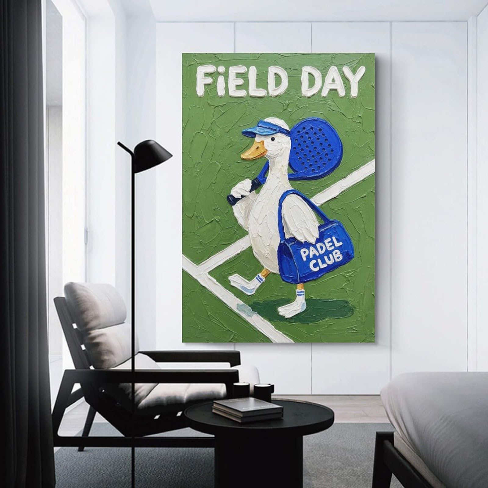 Junmoney Unframe-Style-2 Canvas Wall Decor Field Day Duck Padel Club Painting, 08X12inch(20X30cm), For Home Lounge, Bedroom Or Reading Nook, Eye Catching Artwork For Blank Walls