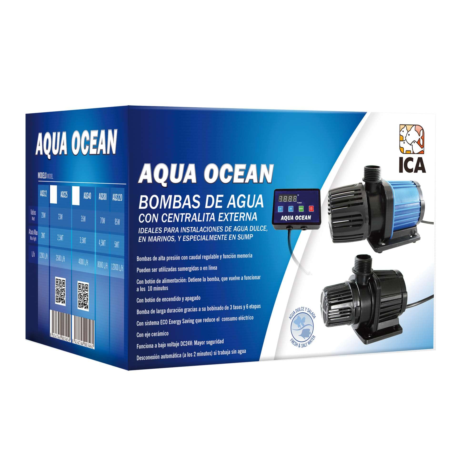 ICA Bomba Dc Aqua Ocean para Acuarios Regulable 24V, 1200 L/H