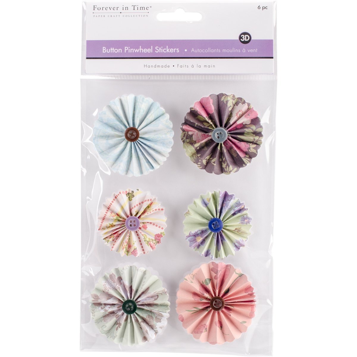 MultiCraft Handmade 3D Button Pinwheel Stickers-Dainty
