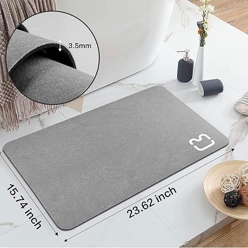 Miniatura 2 de Z ZHIZU Alfombra de baño de tierra de diatomeas, antideslizante, de secado rápido, súper absorbente, alfombra de baño fina de secado rápido, tapetes