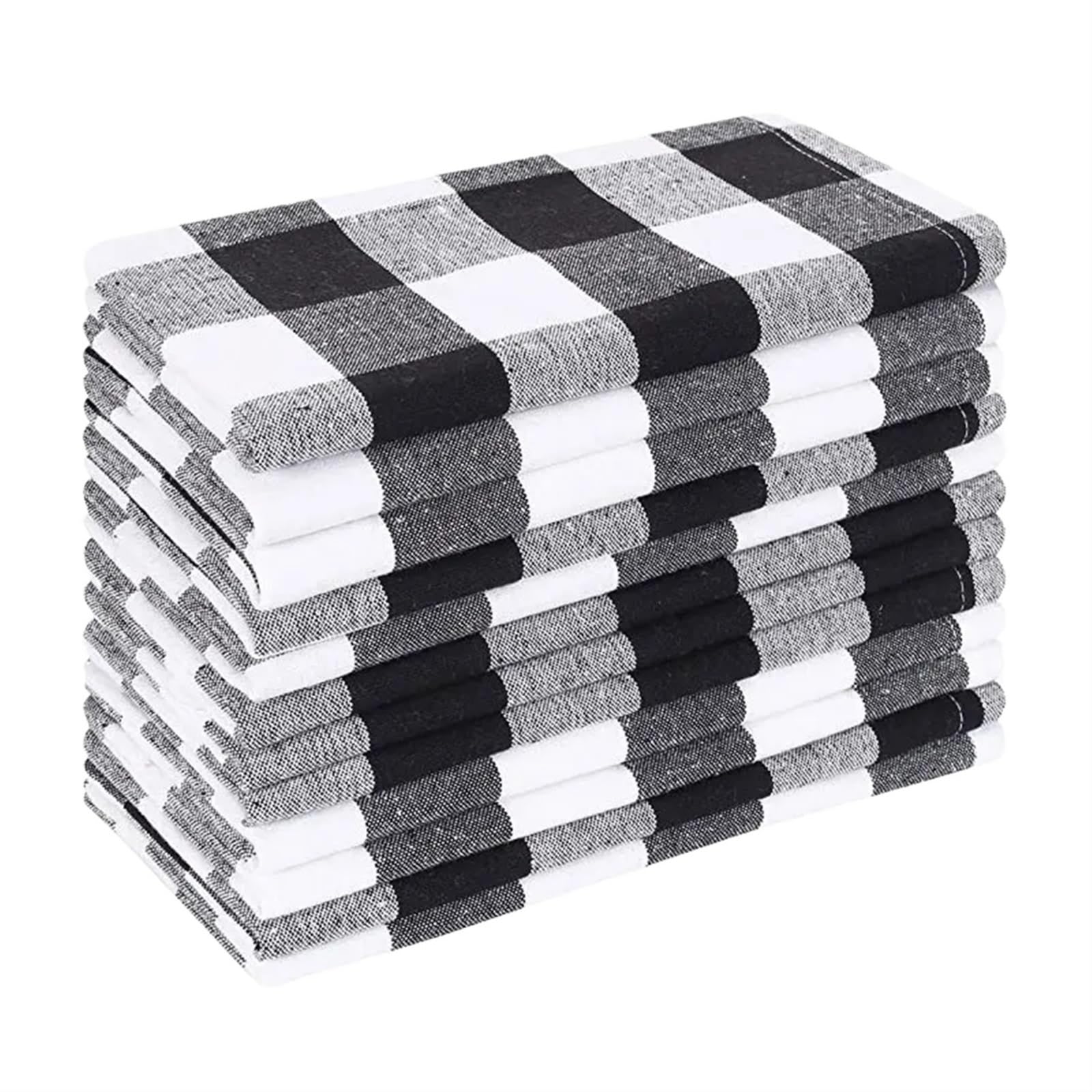serviettes napkins Set Of 6/12/24 40x40cm Tablecloth Napkins, Polyester Thickened Pads, Reusable Kitchen, Dining, Holiday Decorations for dining wedding party everyday home(Black white 6pcs)