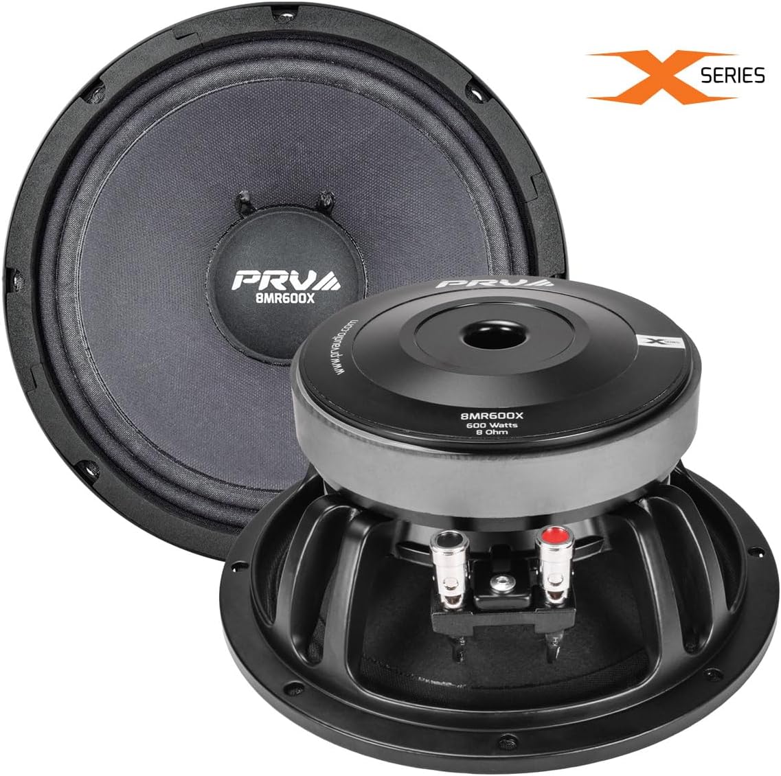 PRV AUDIO 8 Inch Midrange Speaker 8MR600X, 600 Watts, 8 Ohm, 2 in Dual Layer Voice Coil, Pro Audio Speaker (Single)