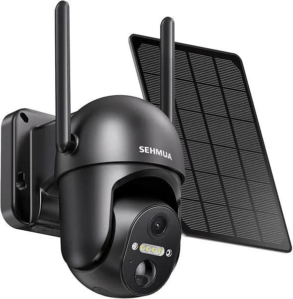 SEHMUA Solar Security Cameras Wireless Outdoor, 2K 360° View Battery Powered Outdoor Camera, WiFi Home Security with Spotlight Color Night Vision, PIR Sensor
