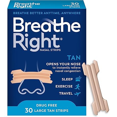 Breathe Right Original Tan Nose Strips: Combat Sleep Apnea and Congestion