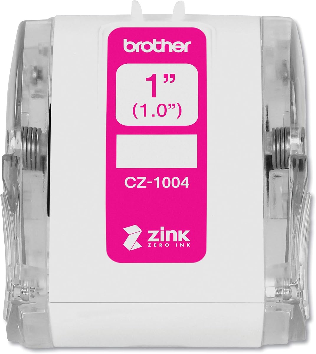 Rollo de etiquetas Brother CZ-1004 genuino, longitud continua, 1” (1,0”), 25 mm de ancho x 16,4 pies (5 m) de largo, con tecnología Zink Zero Ink
