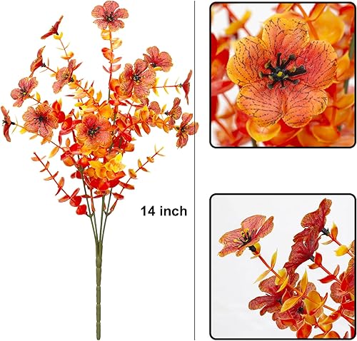 Miniatura 5 de LANKAMO 15 racimos de flores artificiales de seda, flores artificiales para exteriores, resistentes a los rayos UV, flores sintéticas, plantas de