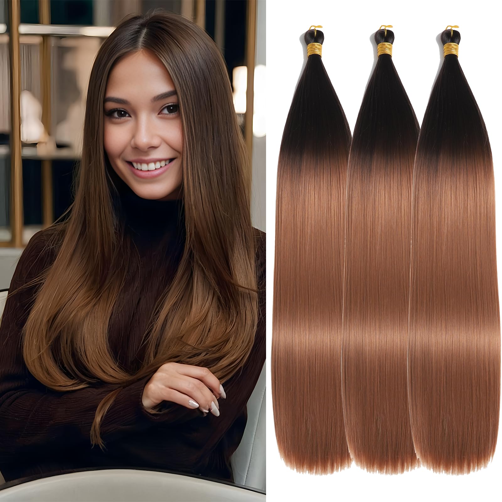 Locescsoc 28 Inch Straight Hair Extensions 150g 3 Packs Bone Straight Braiding Hair