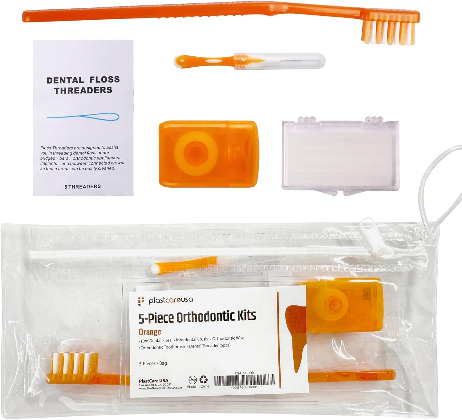 Orange Orthodontic 5 Piece Braces Care Kit – Complete Dental Cleaning Set for Teeth with Travel Toothbrush, Wax, Floss, Brackets Cleaner – Essential Oral Care for Orthodontia & Braces Maintenance Orange Orthodontic 5 Piece Braces Care Kit – Complete Dental Cleaning Set for Teeth with Travel Toothbrush, Wax, Floss, Brackets Cleaner – Essential Oral Care for Orthodontia & Braces Maintenance