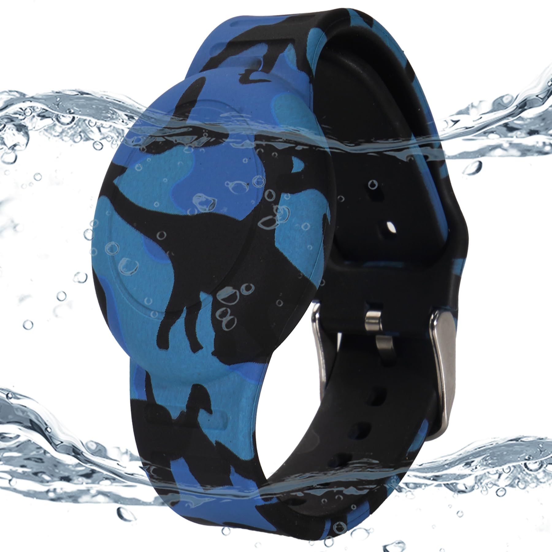Waterproof AirTag Bracelet for Kids, Hidden Printed Wristband for Apple Air Tag, Silicone AirTag Holder GPS Tracker Case for Band for Child Toddler,