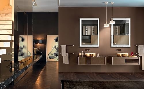 Miniatura 2 de B&C Espejo de baño LED de 20 x 28 pulgadas con luces de luz diurna de grado comercial de alto lúmenes, espejo de maquillaje con regulador