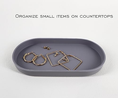 Miniatura 10 de Bandeja pequeña negra (10 pulgadas), bandeja ovalada para encimera de cocina, artículos de tocador de baño, organizador de encimera, accesorio de