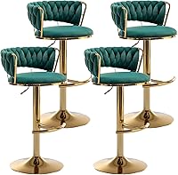 Vista 76 de Gold Velvet Bar Stools Set of 4, Counter Height Barstools with Low Back, Swivel Bar Stool for Kitchen Island, Pub (Grey)