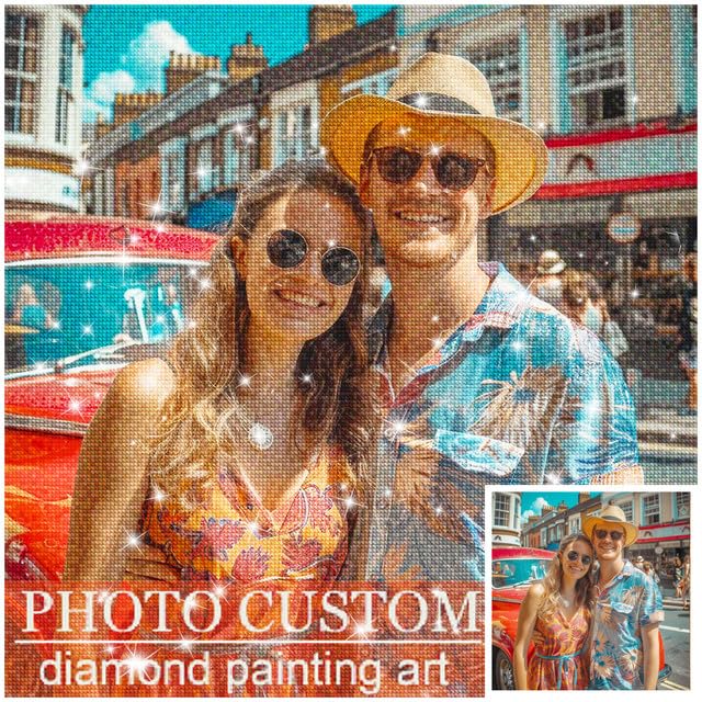 JIOJOG Personalised Diamond Art Photo Custom Diamond Painting Customised Diamond Art Picture,Create own Diamond Painting for Adults,5d DIY Full Drills Painting Kits