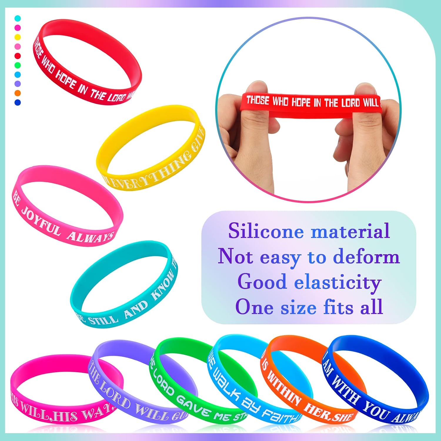 Dingion 100 Pack Bible Verses Bracelets Christian Gifts for Women Religious Silicone Bracelets Rubber Jesus Wristbands Men Scripture Faith Wristbands Inspirational Motivational Gifts - Image 4
