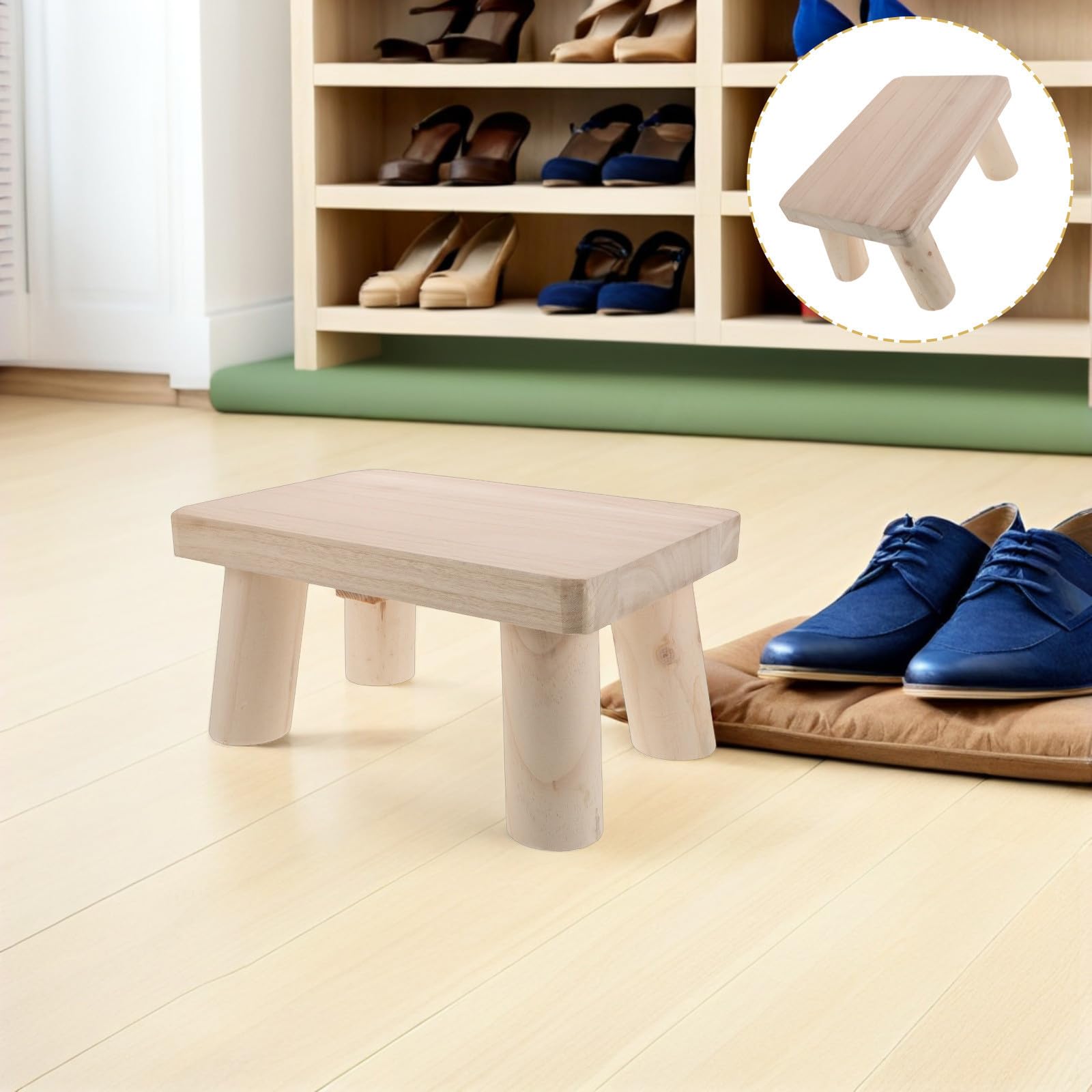 EXCEART Sgabello in Legno Vintage Rettangolare per Anziani con Superficie senza Schegge Multifunzionale per Camera e Ufficio