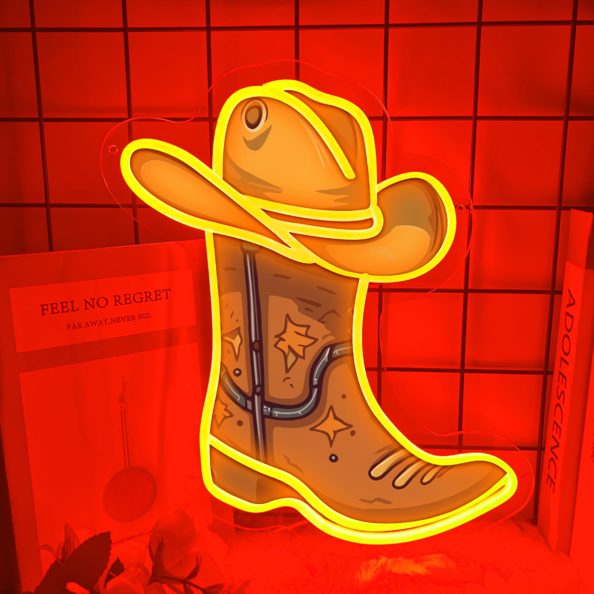Cowgirl Khaki Neon Signs Pink Led Neon Signs for Wall Decor, USB Hand Neon Light Dog Signs Bar Light Up Signs for Bedroom Living Room Office Restaurant Home Bar Party Game Room — image 1