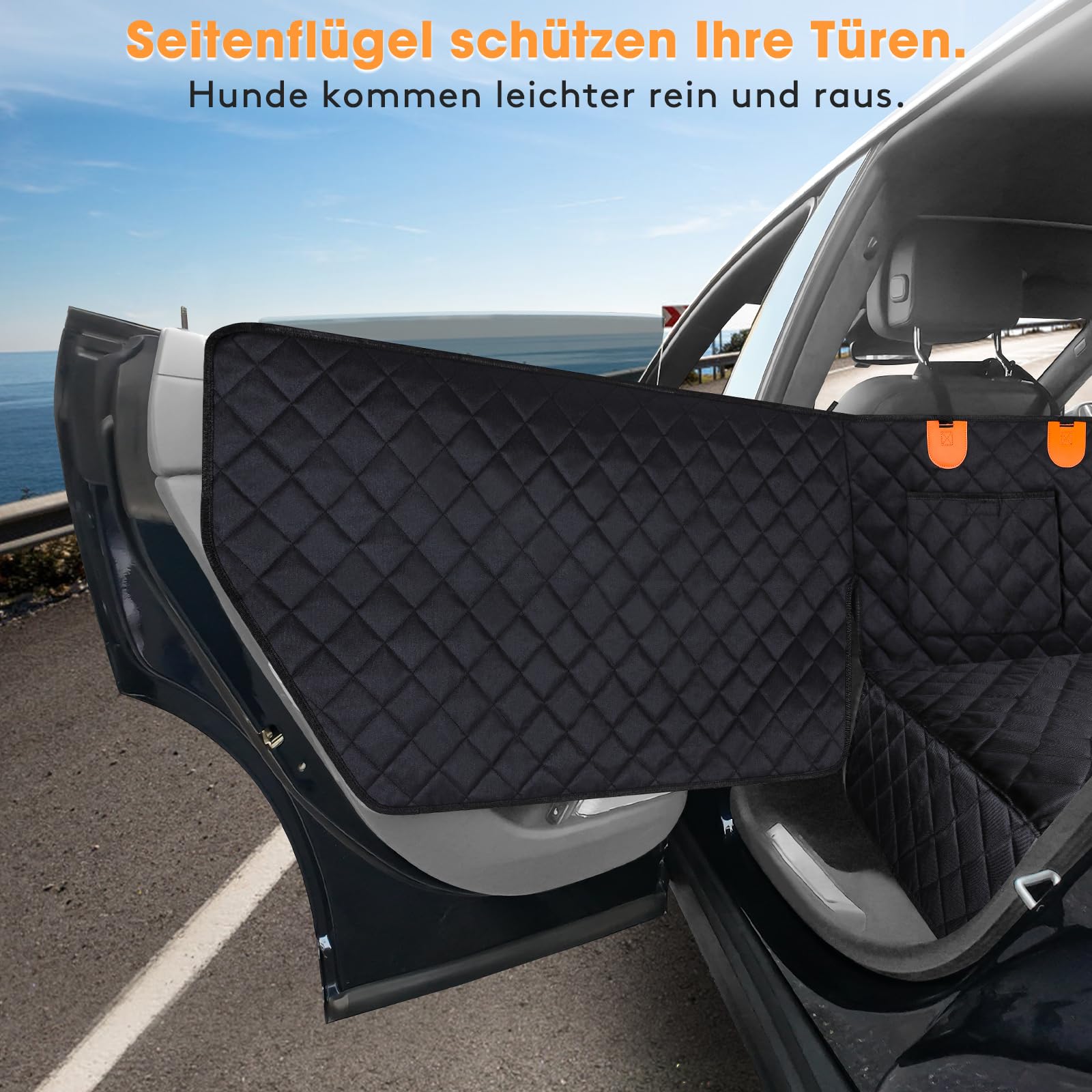 JOEJOY Coprisedile Auto per Cani, Telo Macchina per Cani Sedile Coprisedili Posteriore Rigido Impermeabile Antiscivolo con Finestre a Maglie, Protezione per Sedile per Animali per Auto SUV
