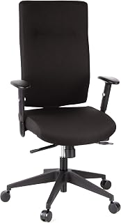 hjh OFFICE 608500 Silla de Oficina Pro-Tec 300 Tela Negro, Silla giratoria ergonómica, Espalda Alta