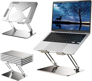 Cuspitum Laptop Stand with Cooling Holes, Ergonomic Computer Stand, Aluminum Laptop Stand for Desk Foldable, Detachable, Compatible with Most Laptops, Up to 17 Inches.