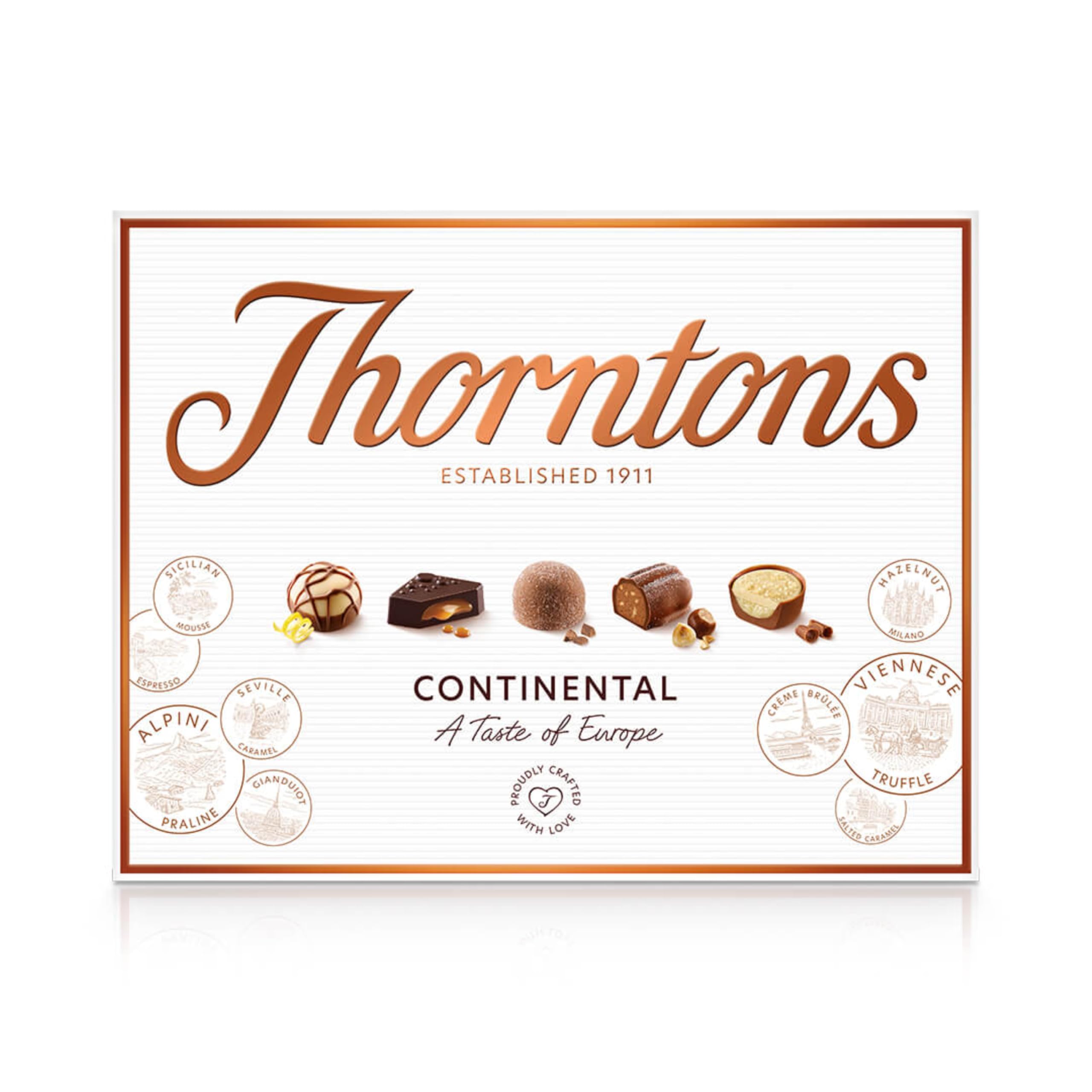 Thorntons Continental Chocolate Gift Box, Unique Flavours, Assorted Milk, White, Dark Chocolates, Great Thank You Gift, 264g​