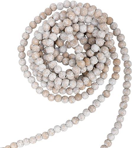 Guirnalda de cuentas de madera de Navidad, guirnalda de cuentas de madera, decoraciones para árbol de Navidad para recuerdos de Navidad, 12 pies