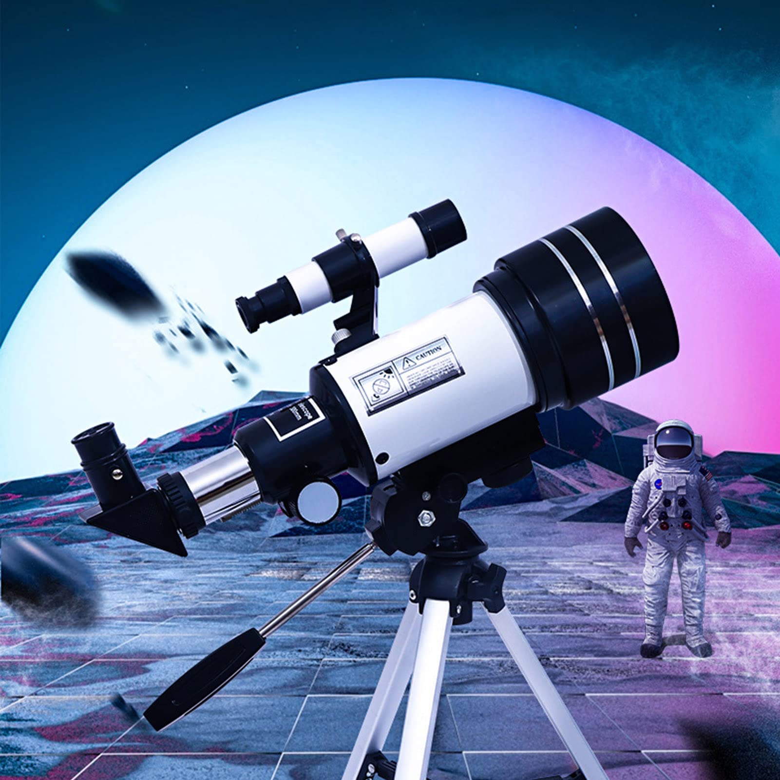 SDFK Telescopios para Adultos De Astronomía, Telescopio Refractor De Longitud Focal De 300 Mm De Apertura De 70 Mm para Niños Principiantes, Telescopio Portátil con Trípode