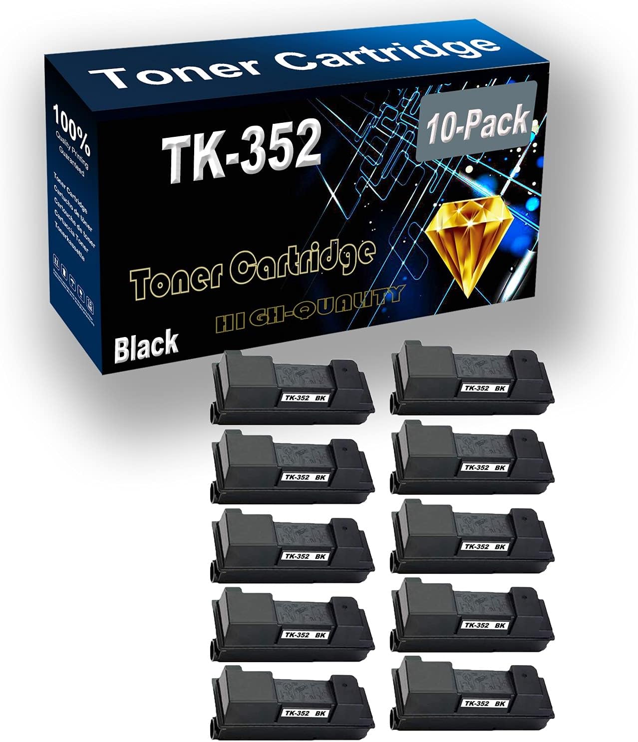 10Pack (Black) Compatible High Yield TK352 TK352 Laser