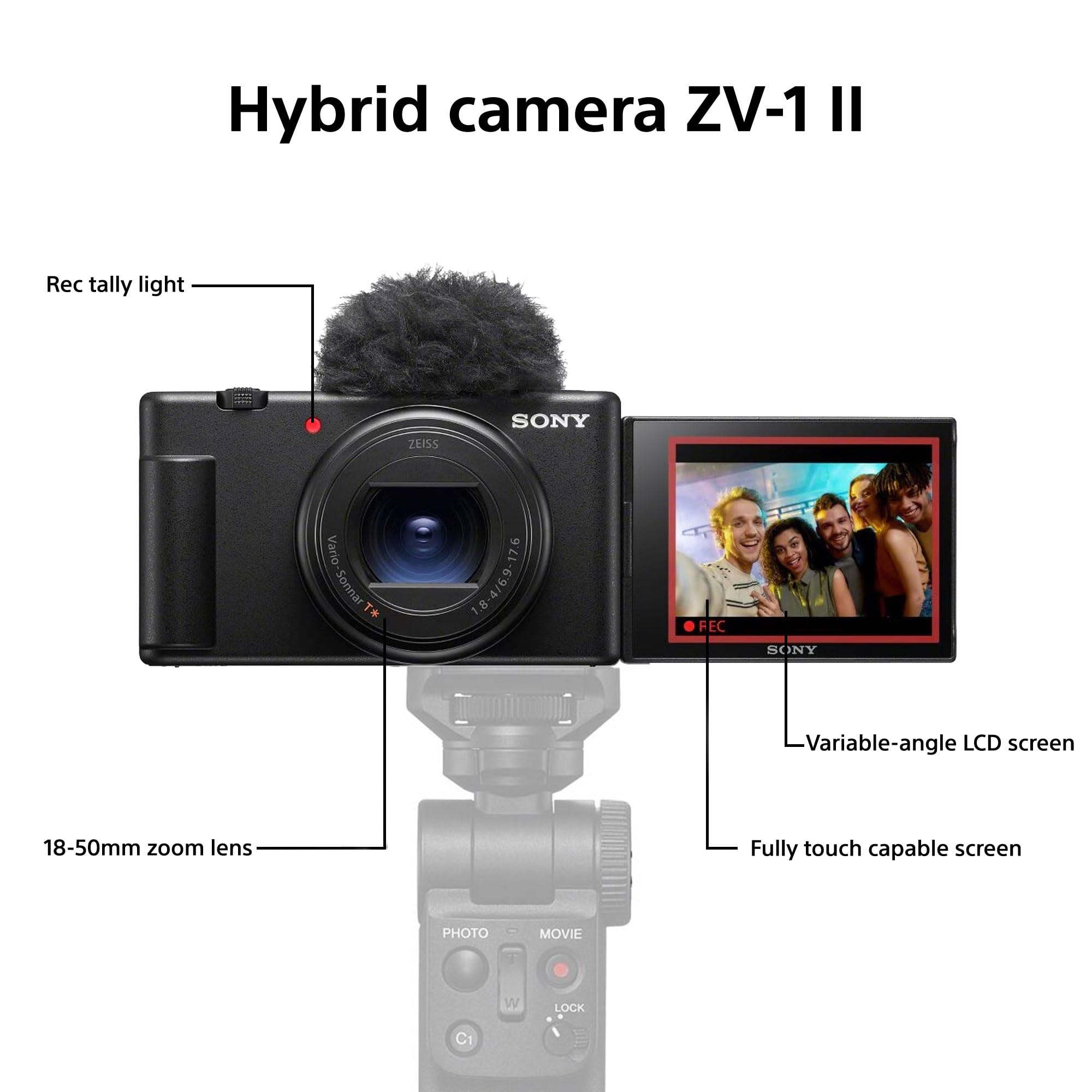 Sony ZV-1 II | Fotocamera da viaggio ibrida premium (sensore a strati da 1", grandangolo con zoom, foto da 20 MP e video 4K, trasferimento fluido sullo smartphone) | Fotocamera da viaggio ibrida premium, grandangolo con zoom, foto da 20 MP e video 4K, bla