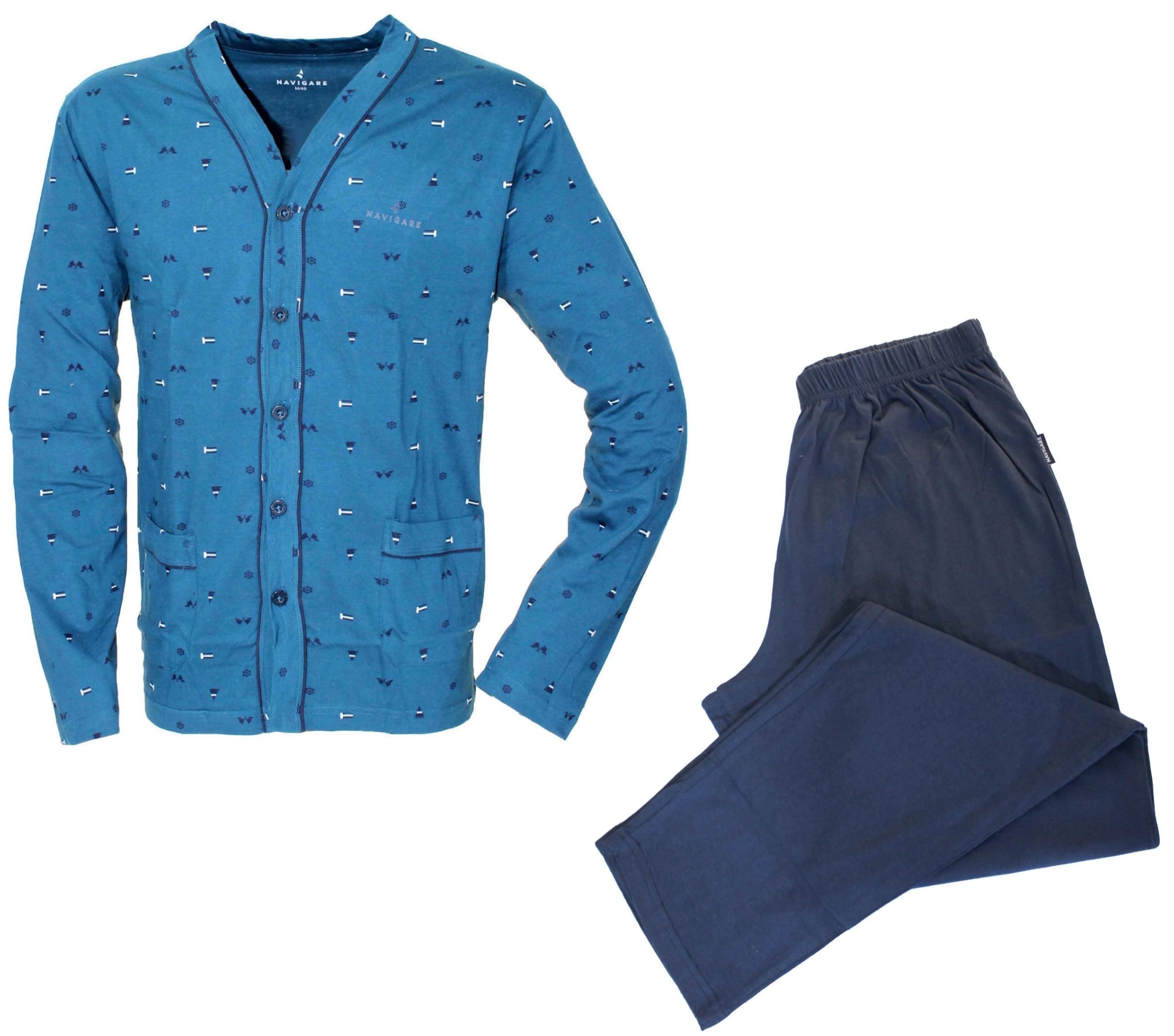 Navigare Pigiama Uomo Aperto con Bottoni Giacca e Pantalone 1817