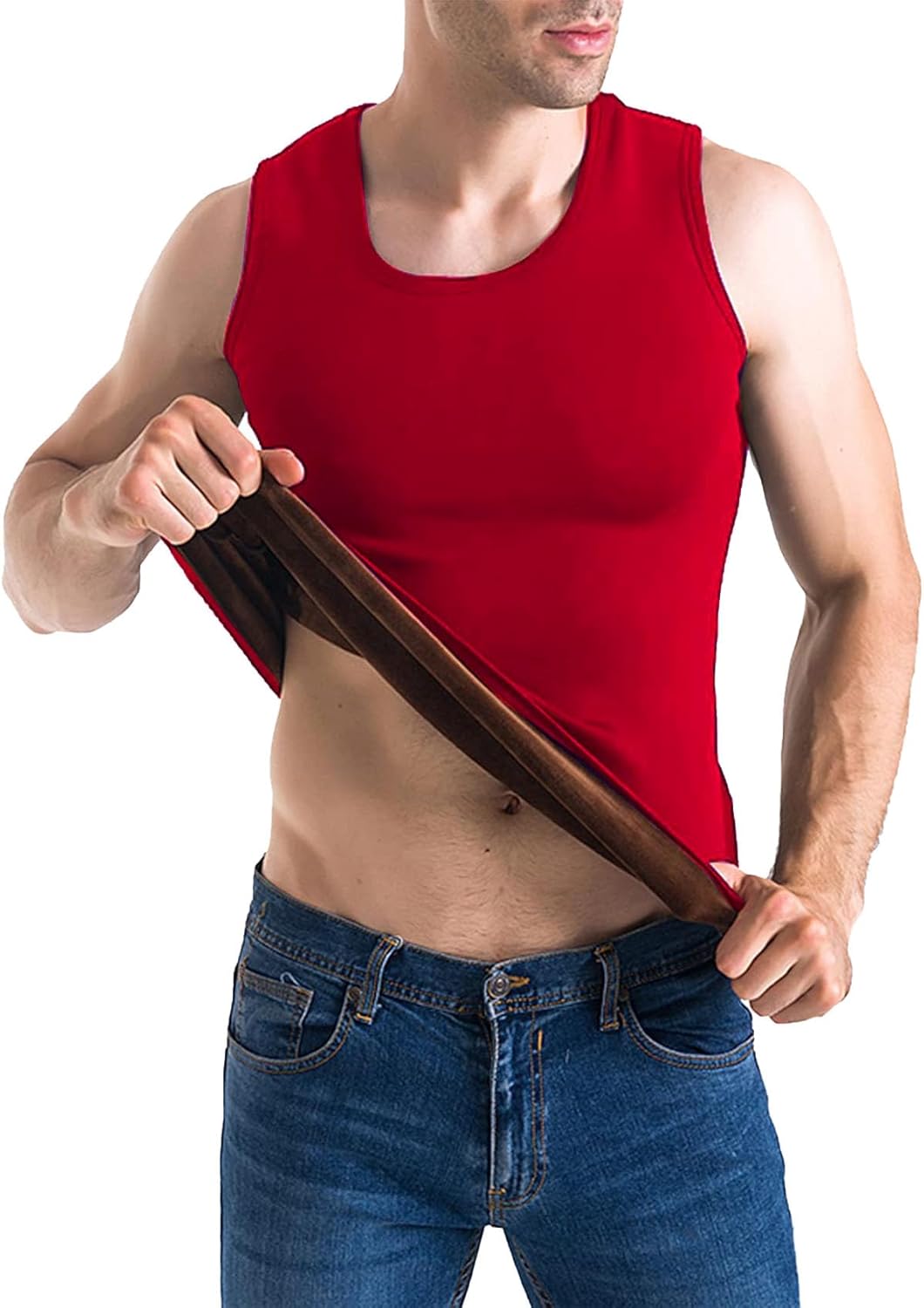 Flygo Mens Cotton Winter Warm Thermal Tank Top Fleece Lined Underwear Sleeveless Vest