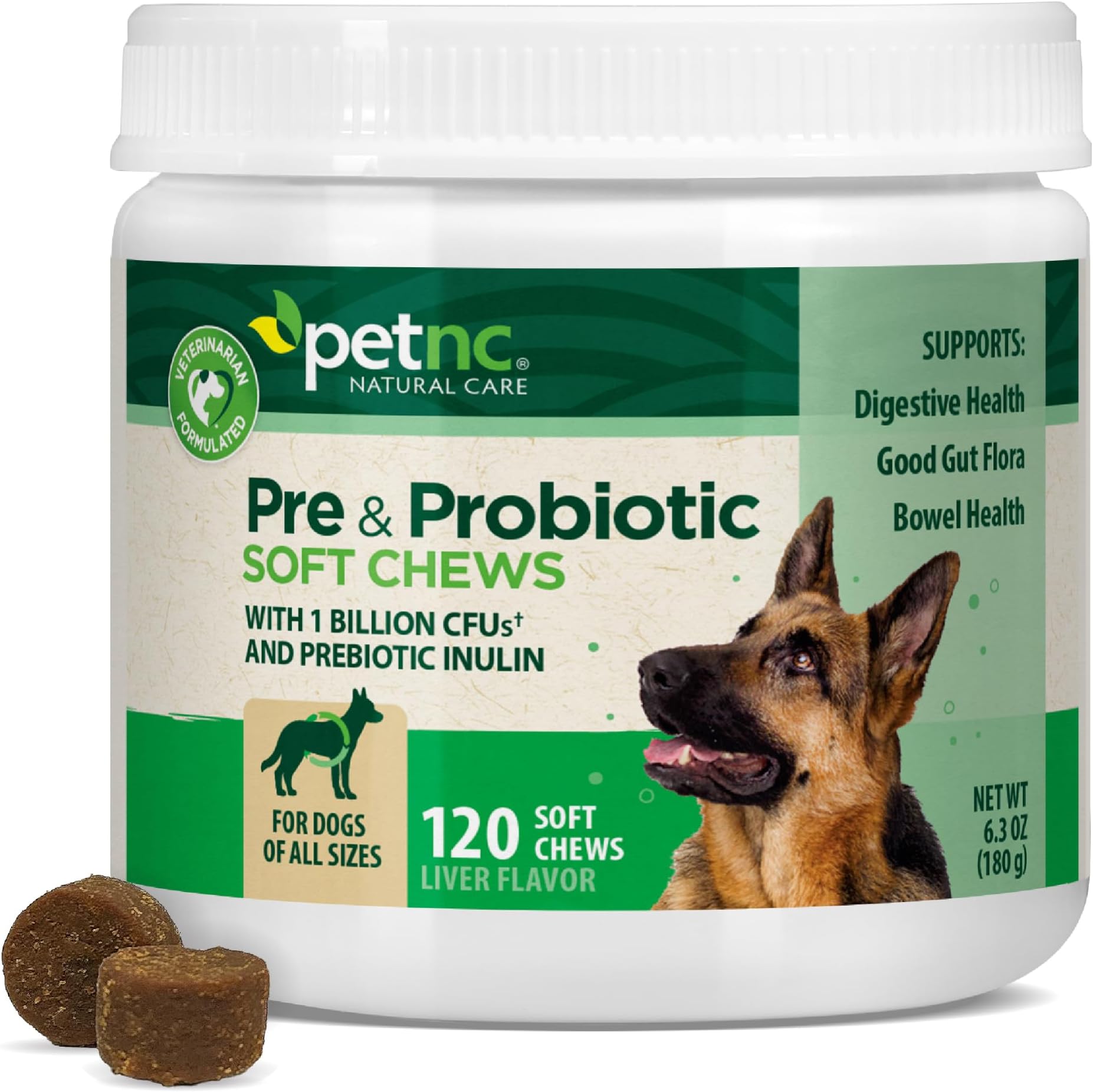 PetNC Natural Care Pre & Probiotic Soft Chews, 120 ct (Pack of 1)
