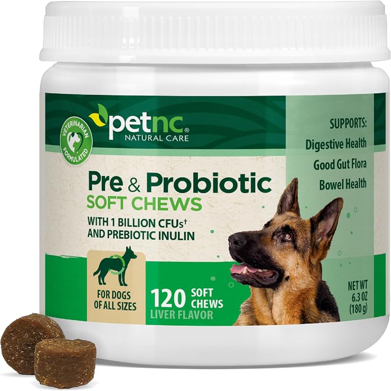 Probiótico e Prebiótico para Cães com Sabor de Fígado e Queijo PetNC Natural Care 120 unidades