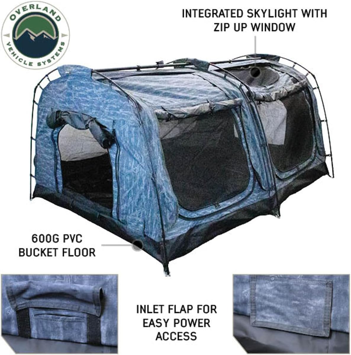Overland Vehicle Systems XD Khumbu 2 Swag Ground Tent, Grey Body and Black Rainfly - with Internal LED Lighting - Interior Black Out Technology - 320G Rip Stop Material - Mattress Included