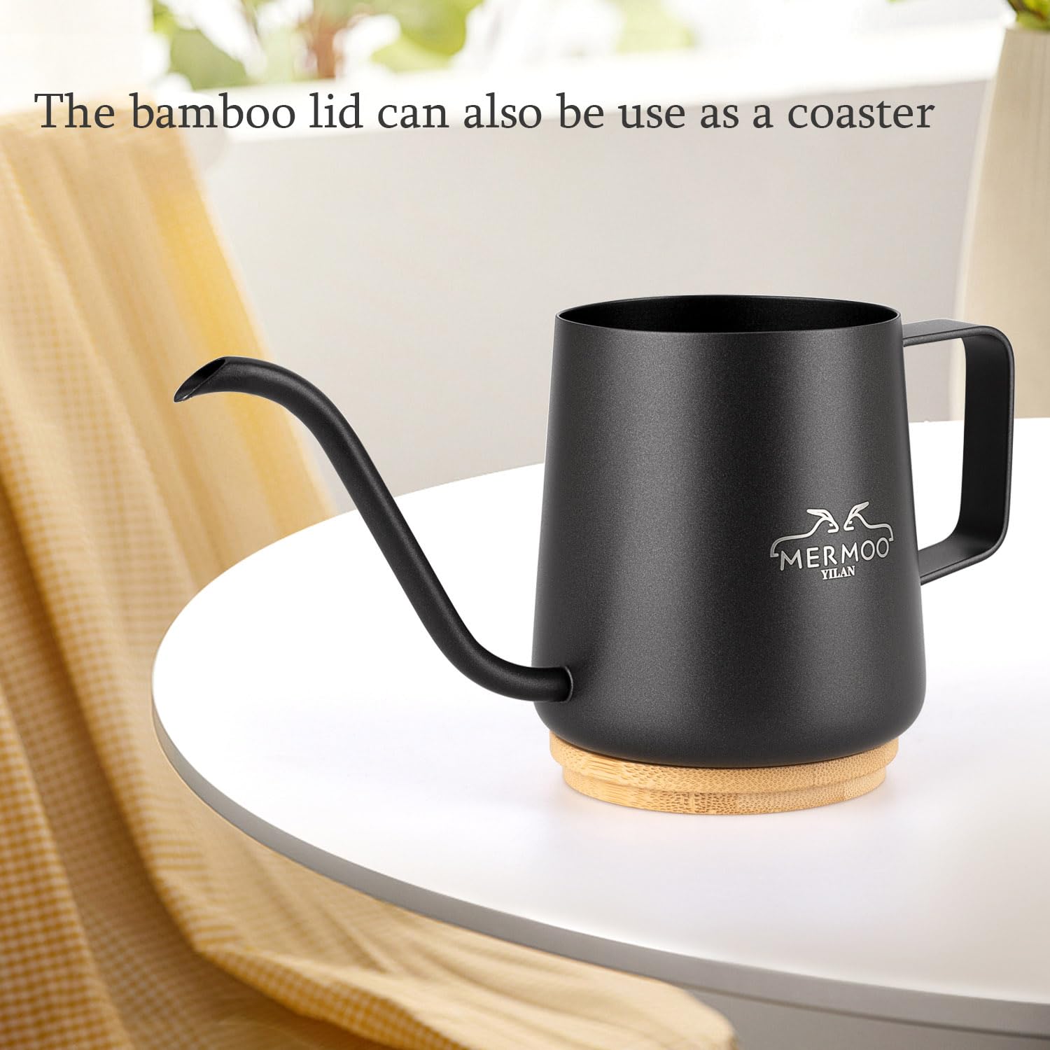 MERMOO YILAN Czajnik z łabędzią szyją 350ml czajnik do kawy dzbanek do kawy mały ze stali nierdzewnej z łabędzią szyją zaparzacz do kawy Pour Over Kettle Coffee Pot (srebrny)