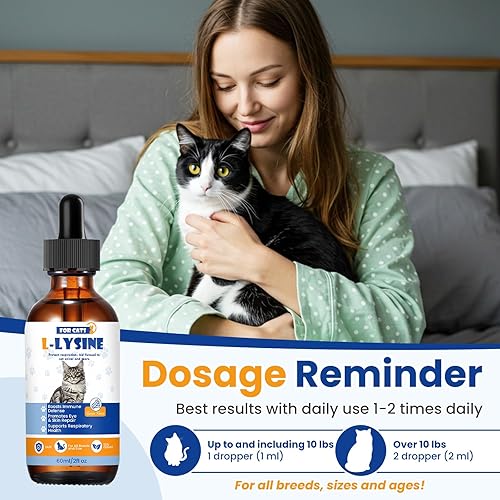 Miniatura 7 de Premium Cat L-Lysine Liquid Drops for Immune Support and Respiratory Health Helps with Sneezing Eye Discharge and Stress Relief with Essential